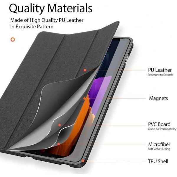 Samsung Tab S7 Plus / Tab S8 Plus 12.4 Fodral Dux Ducis Domo Svart Black