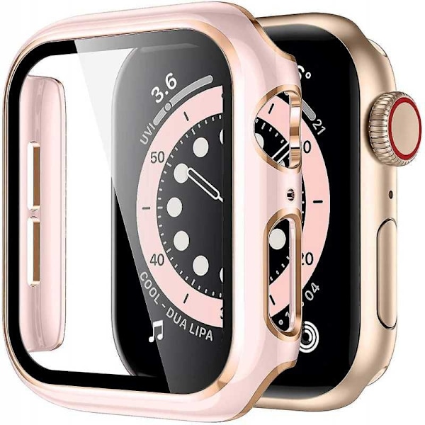 2in1 stødabsorberende skal 9H hærdet glas Apple Watch 40mm - Rose guld