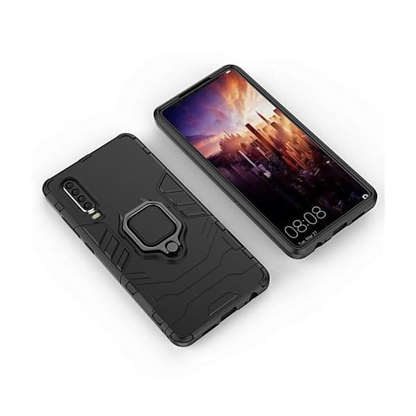 Huawei P30 iskunkestävä kotelo ThinArmor® sormustelineellä Black
