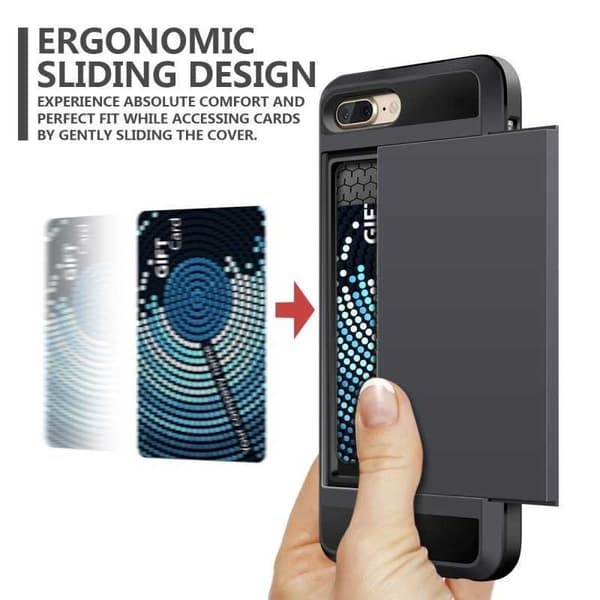 iPhone 7 Iskunkestävä kansi korttilokerolla Silver