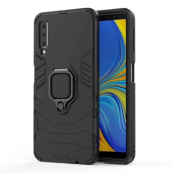 Samsung A7 2018 iskunkestävä suojus rengaspidikkeellä ThinArmor Black