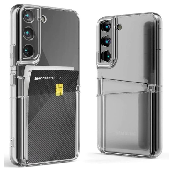 Samsung S21 FE Tyndt stødsikkert mobilcover med kortslot Transparent