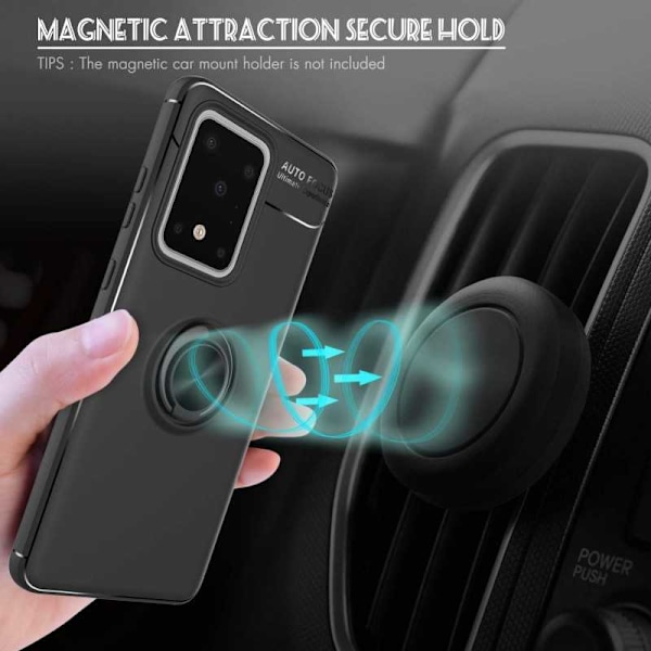 Samsung S20 Ultra Praktisk stødsikkert cover med ringholder V3 Black