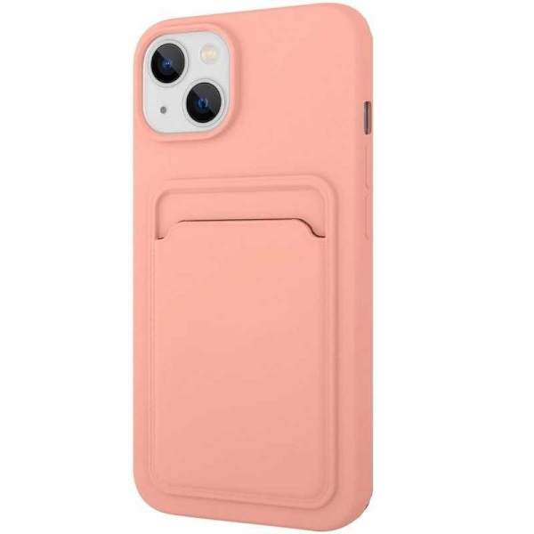 iPhone 13 gummibelagt stødsikker etui med væske til kortrum Svart