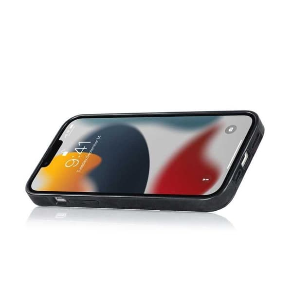iPhone 15 Mobilskal med Korthållare Retro V4 Svart