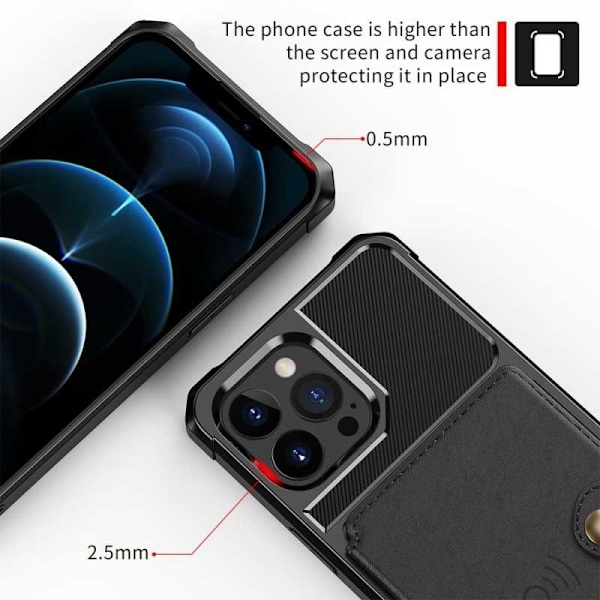 iPhone 13 Pro Max Stöttåligt Premium Skal 4-FACK Solid V3 Svart