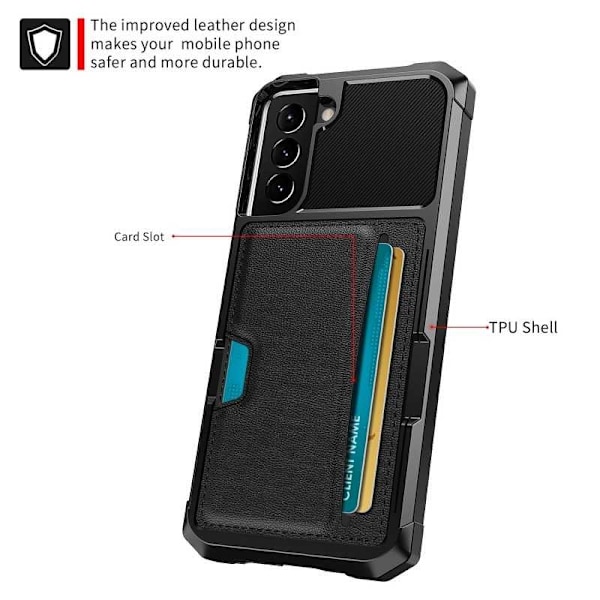 Samsung S21 Stöttåligt Skal med Kortfack Solid V2 Svart