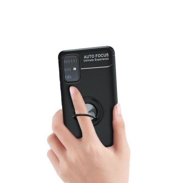 Samsung A41 Praktisk stødsikkert cover med ringholder V3 Black