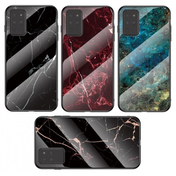 Samsung Note 20 Marble Shell 9H hærdet glas bagside glas bagside V2 Black Svart/Vit