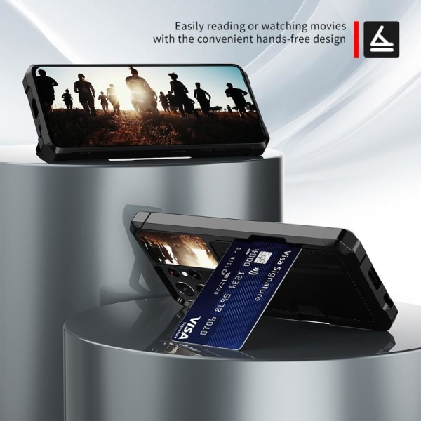 Samsung S21 Ultra Iskunkestävä kansi korttipaikalla Solid V2 Black
