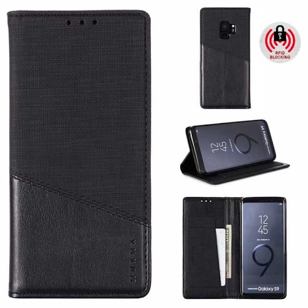 Samsung S9 Plus Elegant Fodral i PU-Läder med RFID Block Svart