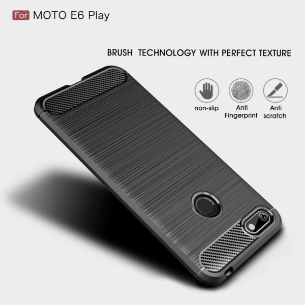 Motorola Moto E6 Play Iskunkestävä SlimCarbon -kotelo Black