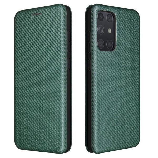 Samsung A72 5G Flip Veske Kortspor CarbonDreams Grønn Green