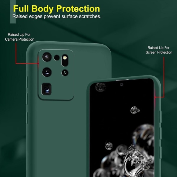 Samsung S20 Ultra Gummibelagd Mattgrönt Skal Kameraskydd Liquid