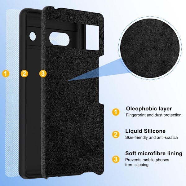 Google Pixel 8A Gummibelagd Mattsvart Skal Kameraskydd Liquid - Svart