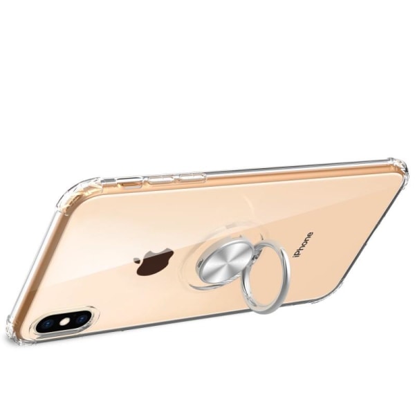 iPhone XS / X Støtsikker veske med ringholder Fresh Transparent