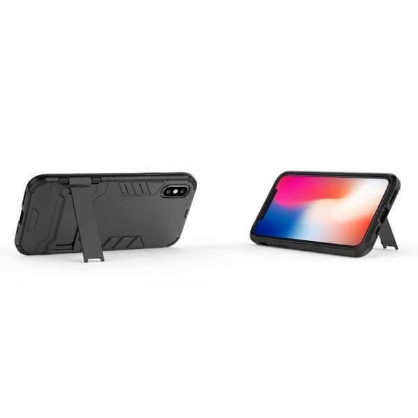 iPhone XS Max iskunkestävä kotelo jalustalla ThinArmor Black