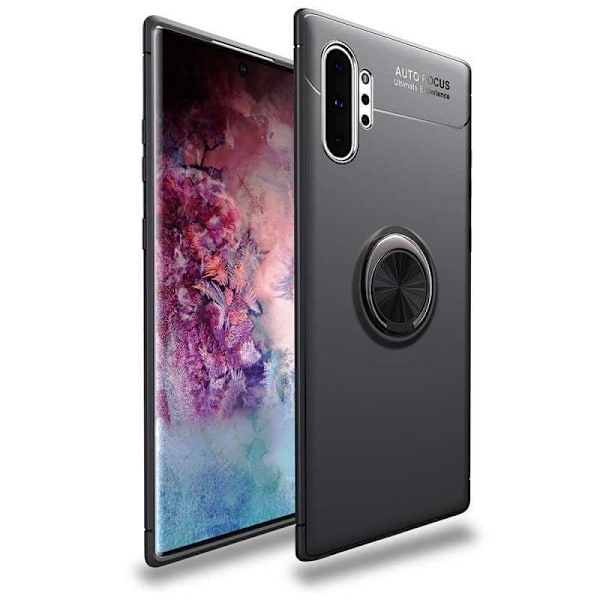 Samsung Note 10 Plus käytännöllinen iskunkestävä suojus sormustelineellä V3 Black