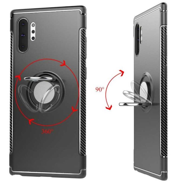 Samsung Note 10 Praktisk Stöttåligt Skal med Ringhållare V2 Svart