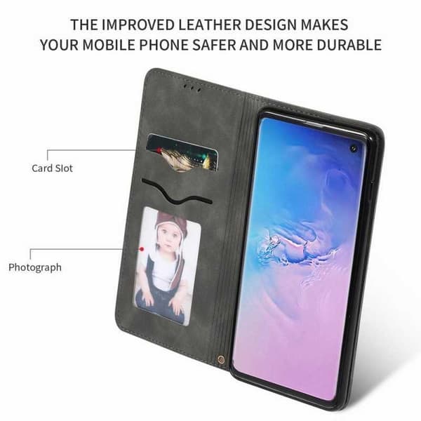 Samsung S10 Flipfodral Kortfack Mocka Svart