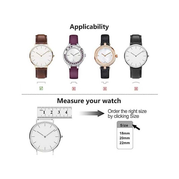 Univeral Premium Klockarmband PU-Läder - 22mm Brun