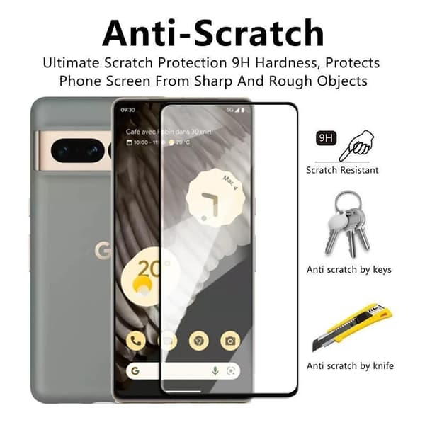 2-PACK Google Pixel 7a Härdat Glas 0.26mm 2.5D 9H Fullframe Transparent