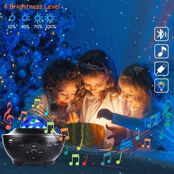 Stjärnprojektor Rymdlampa LED med Inbyggd Bluetooth Högtalare Svart