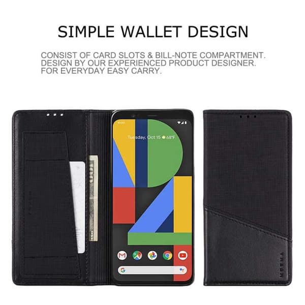 Google Pixel 4 XL -tyylikäs PU-nahkakotelo RFID-estolla Black