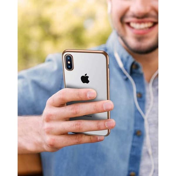 iPhone X iskuja vaimentava kumikotelo Rosenguld
