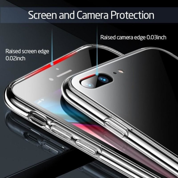 iPhone 7 Plus Støtdemperdeksel 9H Glass Back Glassback Transparent