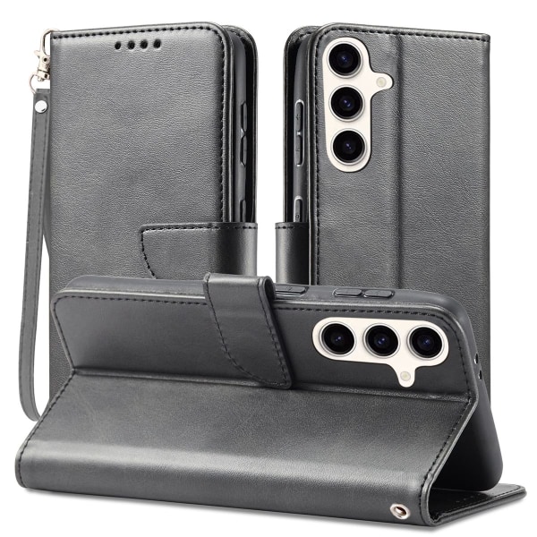 Samsung S24 Plus Pung Etui PU Læder 4 RUMMER - Sort