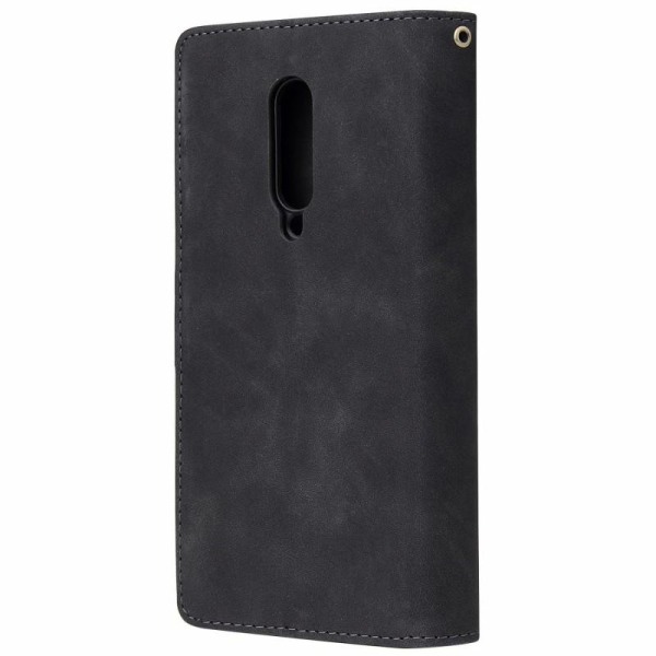 OnePlus 7 Pro multifunksjonell lommebokveske glidelås 8-lomme Black