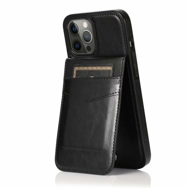 iPhone 15 Pro Mobilskal Korthållare 5-FACK Retro V3 Mörkbrun