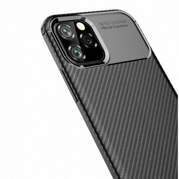 iPhone 11 Pro Max Iskunkestävä ohut kansi FullCarbon V4 Black