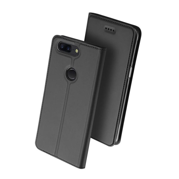 OnePlus 5 Exclusive Flip Case Smooth-kortspor Svart