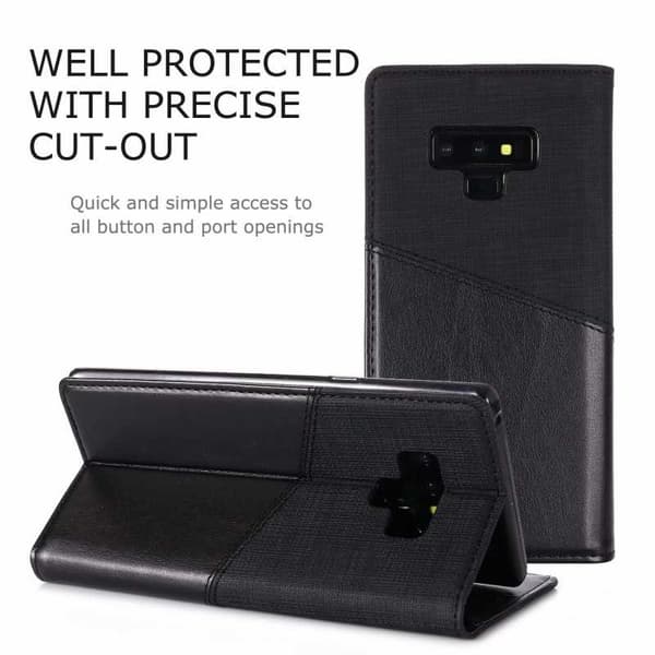 Samsung Note 9 tyylikäs PU-nahkakotelo RFID-estolla Black