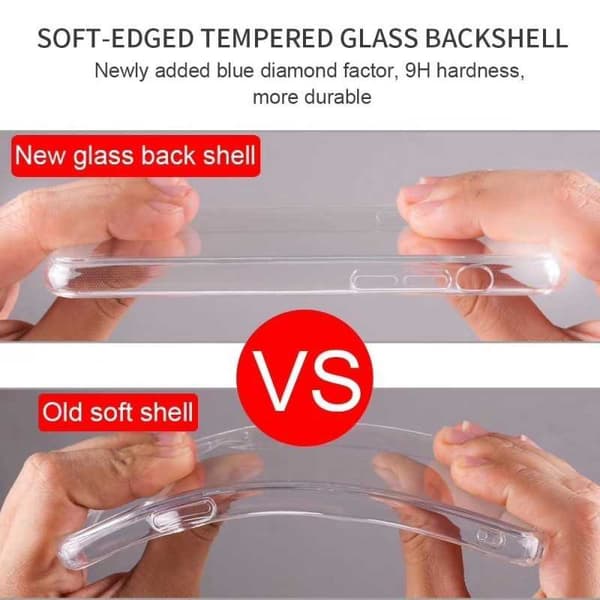 iPhone 13 Pro Stötdämpande Skal 9H Härdat Glas Baksida Glassback Transparent