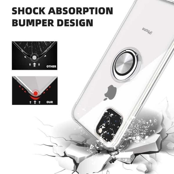 iPhone 11 Pro Iskunkestävä suojus sormustelineellä Fresh Transparent