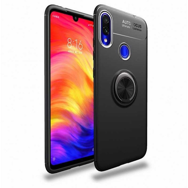 Redmi Note 7 käytännöllinen iskunkestävä kotelo rengaspidikkeellä V3 Black