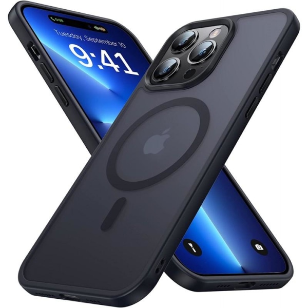 iPhone 14 Pro Max gjennomsiktig støtdemperveske MagSafe-kompatib Svart