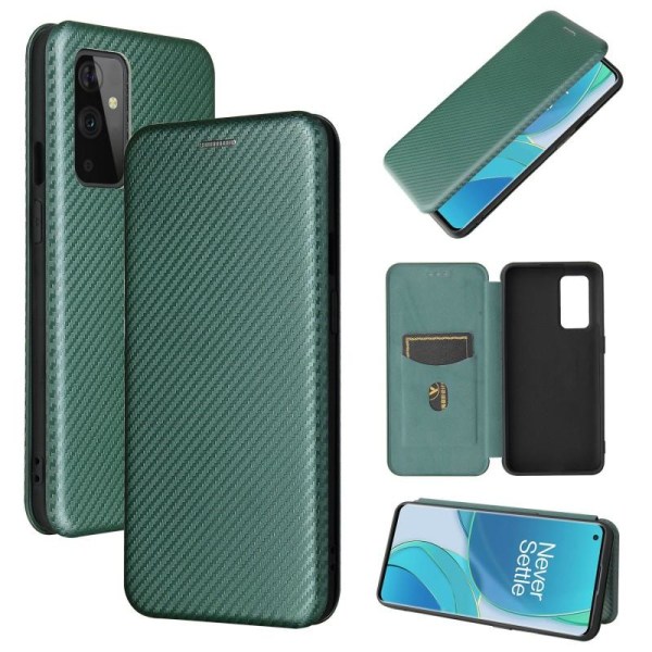 OnePlus 9 Flip Case kortspor CarbonDreams Grønn Green