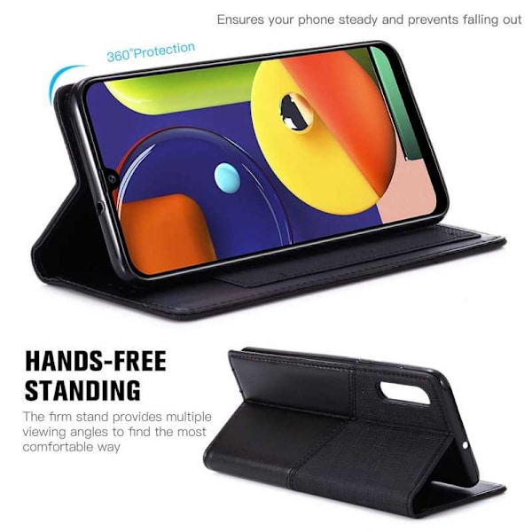 Samsung A70 Elegant etui i PU-læder med RFID-blok Black