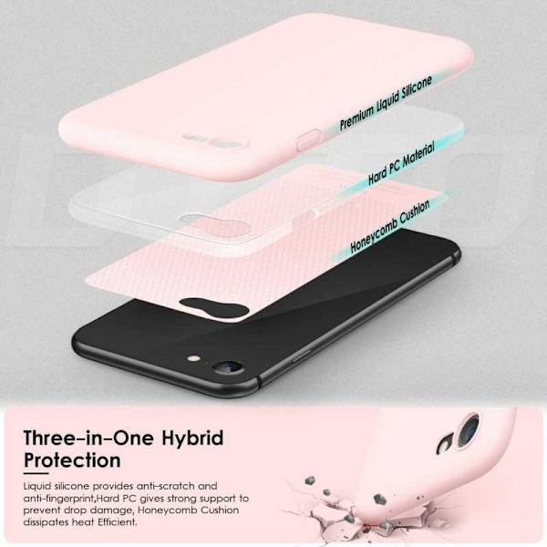 iPhone 7/8/SE2/SE3 Gummibelagd Mattrosa Skal Kameraskydd Liquid - Rosa
