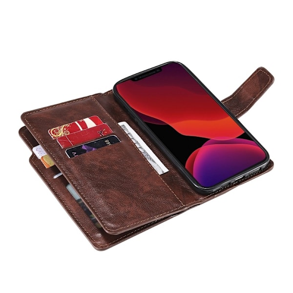 iPhone 12 Pro Max Praktisk Plånboksfodral med 12-Fack Array V4 - Brun