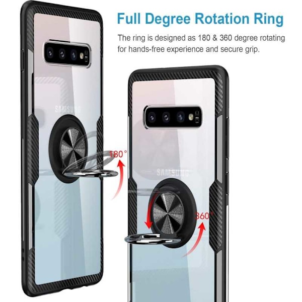 Samsung S10 Praktisk Stöttåligt Skal med Ringhållare V4 (SM-G973F) Transparent