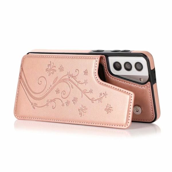 Samsung S21 Plus Shockproof Case Kortholder 3-POCKET Flippr V2 Pink gold