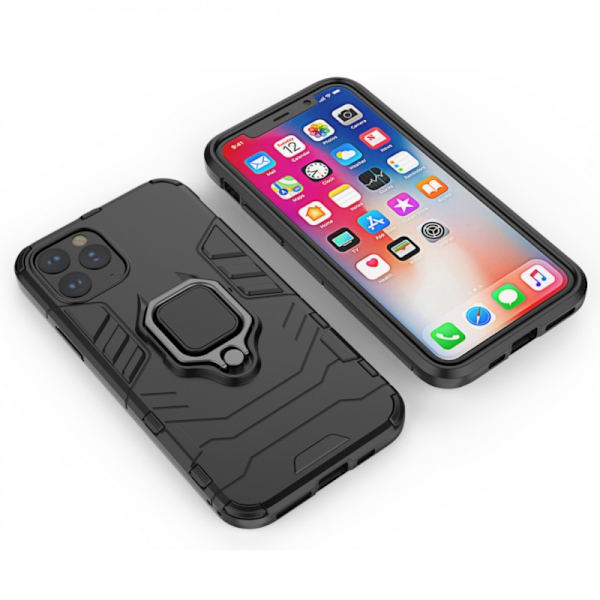 iPhone 12 Pron iskunkestävä kotelo rengaspidikkeellä ThinArmor Black