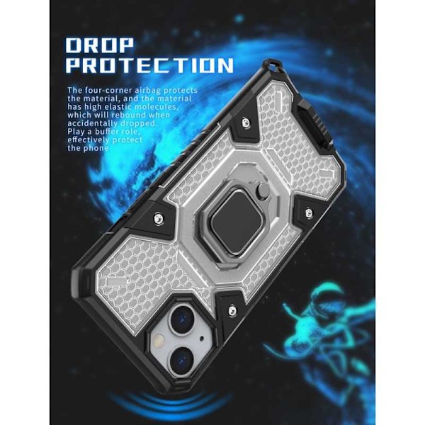 iPhone 13 Pro Practical Support Resistent Shell med ringholder V6 Black