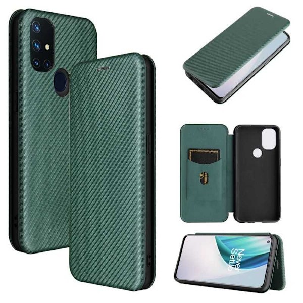 OnePlus Nord N10 Flipfodral Kortfack CarbonDreams Grön Grön