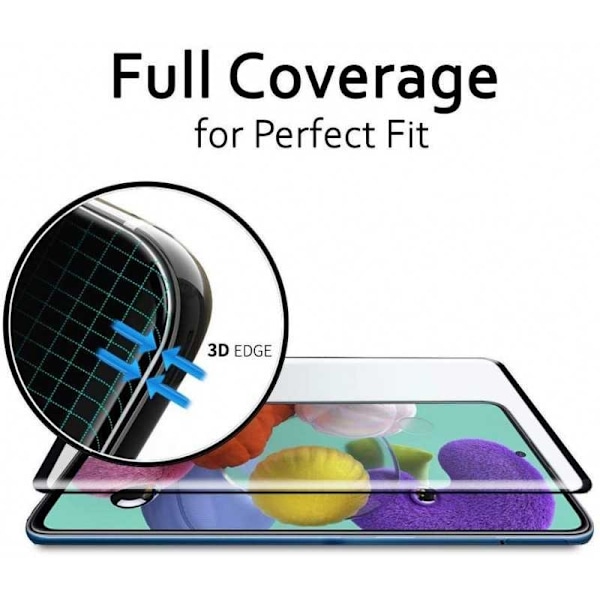 2-PACK Samsung A51 Hærdet glas 0,26mm 9H Fullframe Transparent